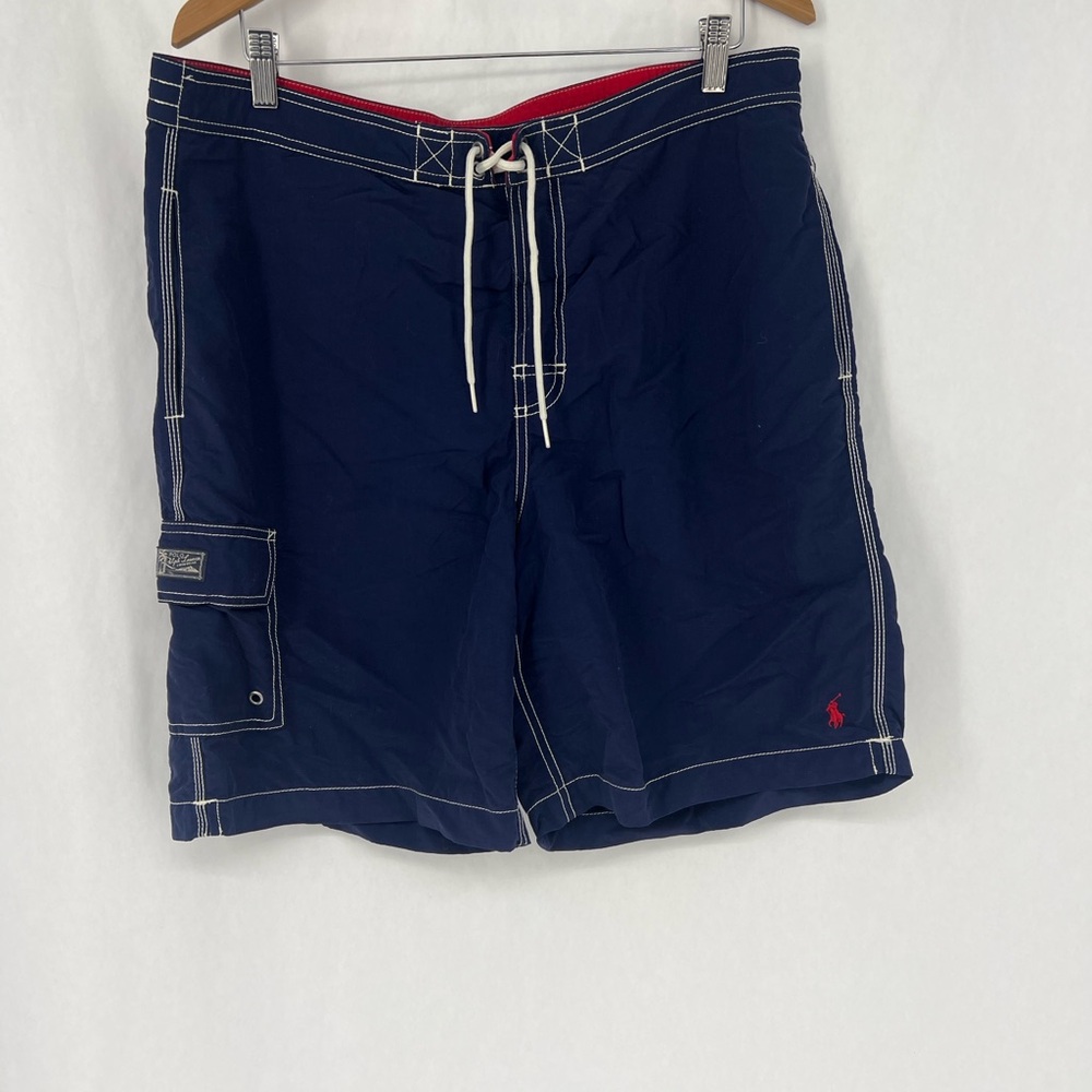 Polo by Ralph Lauren Navy Swim Board Shorts with Red Accents